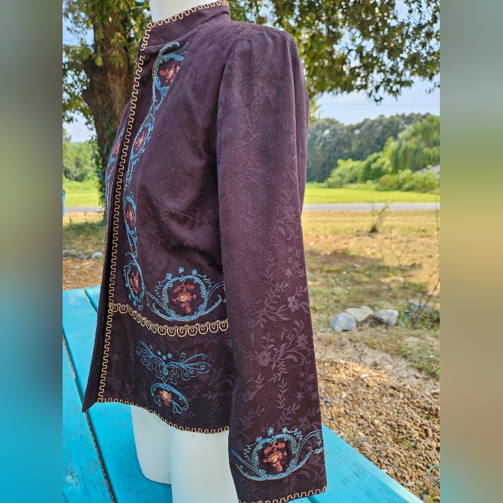 Coldwater Creek Brown Venice Embroidered Jacket